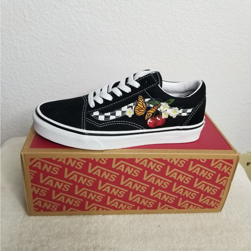 Van's Old Skool Checker Floral Sneaker Shoes Sz7.5 Womens New - Picture 5 of 8